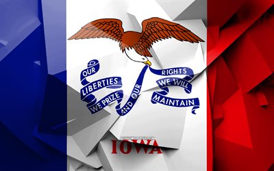 4k, Flag of Iowa, arte geometrica, stati uniti, Iowa, bandiera, creativo, i distretti amministrativi, Iowa 3D, Stati Uniti d&#39;America, Nord America, USA