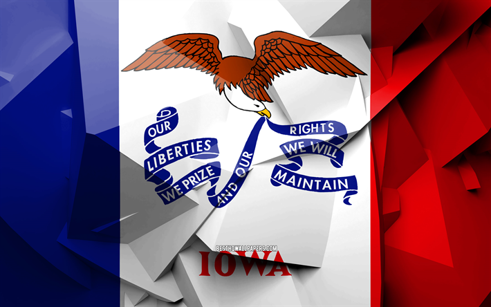 4k, Flaggan i Iowa, geometriska art, usa, Iowa flagga, kreativa, Iowa, administrativa distrikt, Iowa 3D-flagga, F&#246;renta Staterna, Nordamerika, USA