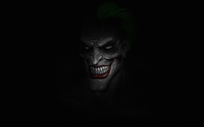 Le Joker, l&#39;obscurit&#233;, l&#39;anti-h&#233;ros, minimal, antagoniste, fond noir, cr&#233;atif