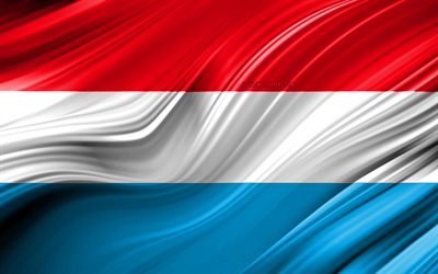 4k, Luxemburg flagga, Europeiska l&#228;nder, 3D-v&#229;gor, Flagga av Luxemburg, nationella symboler, Luxemburg 3D-flagga, konst, Europa, Luxemburg