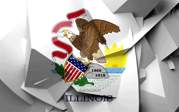 4k, Flag of Illinois, geometric art, american states, Illinois flag, creative, Illinois, administrative districts, Illinois 3D flag, United States of America, North America, USA