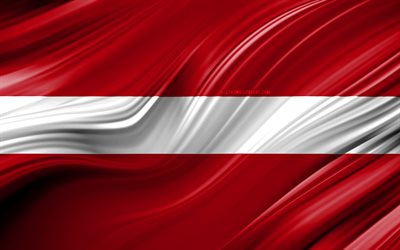 4k, Lettiska flaggan, Europeiska l&#228;nder, 3D-v&#229;gor, Flaggan i Lettland, nationella symboler, Lettland 3D-flagga, konst, Europa, Lettland