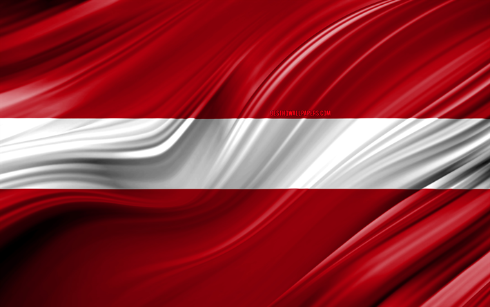 4k, ラトビアのフラグ, 欧州諸国, 3D波, 旗のラトビア, 国立記号, ラトビアの3Dフラグ, 美術, 欧州, ラトビア