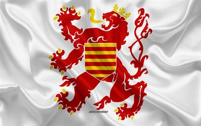 العلم ليمبورغ, 4k, الحرير العلم, محافظة البلجيكي, نسيج الحرير, ليمبورغ العلم, بلجيكا, ليمبورغ, مقاطعات بلجيكا