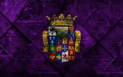 Flag of Palencia, 4k, grunge art, rhombus grunge texture, spanish province, Palencia flag, Spain, national symbols, Palencia, provinces of Spain, creative art