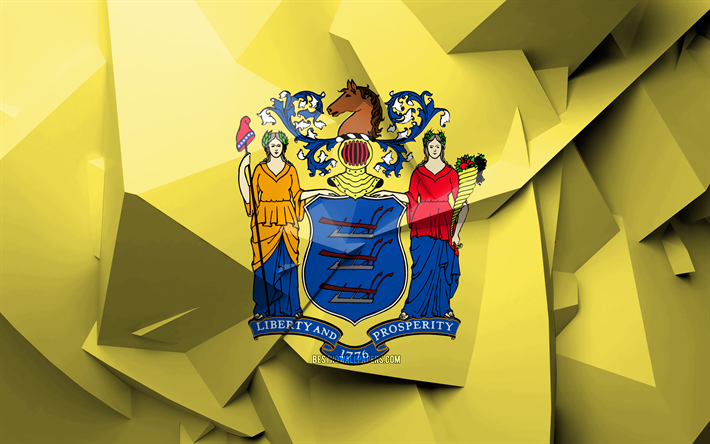 4k, Flag of New Jersey, geometric art, american states, New Jersey flag, creative, New Jersey, administrative districts, New Jersey 3D flag, United States of America, North America, USA