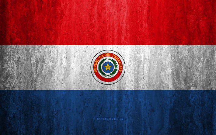 Bandera de Paraguay, 4k, piedra antecedentes, grunge bandera, Am&#233;rica del Sur, Paraguay bandera de grunge de arte, los s&#237;mbolos nacionales, Paraguay, piedra de textura