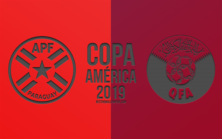 Paraguay vs Qatar, 2019 Copa America, fotbollsmatch, promo, Copa America 2019 Brasilien, CONMEBOL, Sydamerikanska M&#228;sterskapet I Fotboll, kreativ konst, Paraguay, Qatar, fotboll