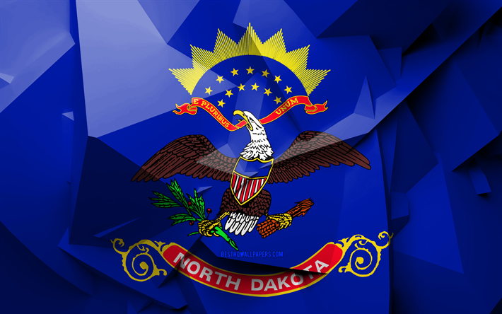 4k, Bandiera del Dakota del Nord, arte geometrica, stati americani Nord Dakota, bandiera, creativo, Dakota del Nord, i distretti amministrativi, North Dakota 3D, Stati Uniti d&#39;America, Nord America, USA