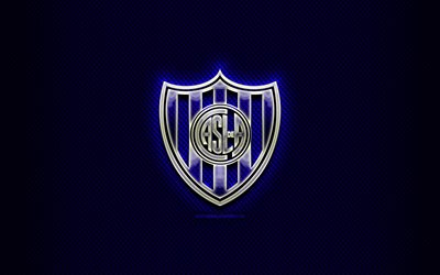 San Lorenzo FC, vidro logotipo, azul rhombic de fundo, Argentina Primera Divis&#227;o, futebol, Argentino de futebol do clube, San Lorenzo logotipo, criativo, CA San Lorenzo de Almagro, Argentina