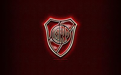 River Plate FC, cam logosu, kırmızı eşkenar arka plan, Arjantin, Lig, futbol, Arjantinli Futbol Kul&#252;b&#252;, River Plate logo, yaratıcı, CA River Plate
