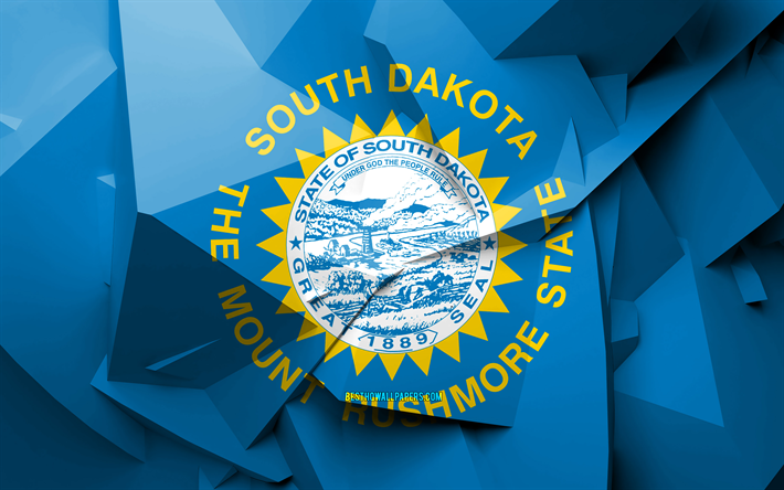 4k, Flag of South Dakota, geometric art, american states, South Dakota flag, creative, South Dakota, administrative districts, South Dakota 3D flag, United States of America, North America, USA