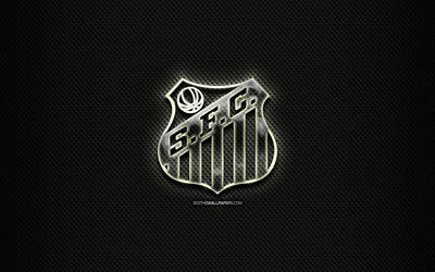 Santos FC, vidro logotipo, preto rhombic de fundo, Brasileiro S&#233;rie A, futebol, brasileiro de clubes de futebol, criativo, Santos logotipo, SFC, Brasil