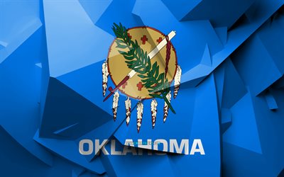 Amerika, Kuzey Amerika, ABD 4k, Oklahoma Bayrağı, geometrik sanat, Amerika Birleşik Devletleri, Oklahoma bayrağı, yaratıcı, Oklahoma, il&#231;elere, Oklahoma 3D bayrak