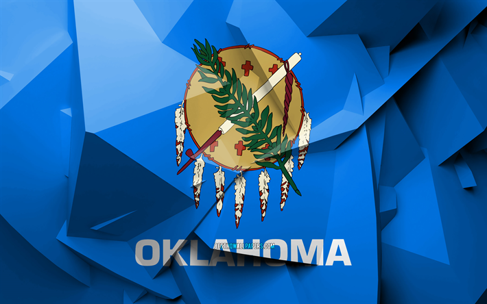 4k, la Bandera de Oklahoma, el arte geom&#233;trico, los estados americanos, Oklahoma bandera, creativo, Oklahoma, distritos administrativos, Oklahoma 3D de la bandera de Estados unidos de am&#233;rica, Am&#233;rica del Norte, estados UNIDOS