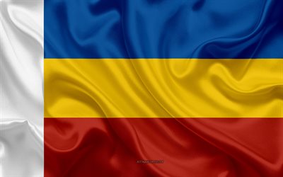 Bandiera dell&#39;Oblast &#39;di Rostov, 4k, seta, bandiera, soggetti Federali della Russia, Oblast&#39; di Rostov bandiera, Russia, texture, Oblast &#39; di Rostov Repubblica, Federazione russa