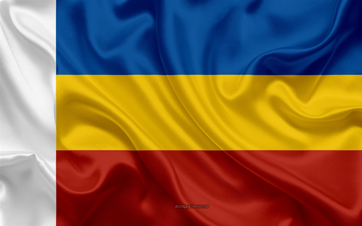 flagge von rostov oblast, 4k, seide flagge, f&#246;deralen subjekten von russland, rostov oblast flagge, russland, seide textur, rostov oblast, republik, russische f&#246;deration