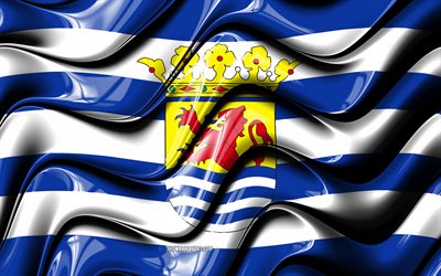 Zeeland bandeira, 4k, Prov&#237;ncias dos pa&#237;ses baixos, distritos administrativos, Bandeira da prov&#237;ncia de Zeeland, Arte 3D, Zeeland, as prov&#237;ncias holandesas, Zeeland 3D bandeira, Pa&#237;ses baixos, Europa