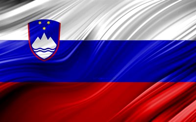 4k, السلوفينية العلم, البلدان الأوروبية, 3D الموجات, علم سلوفينيا, الرموز الوطنية, سلوفينيا 3D العلم, الفن, أوروبا, سلوفينيا