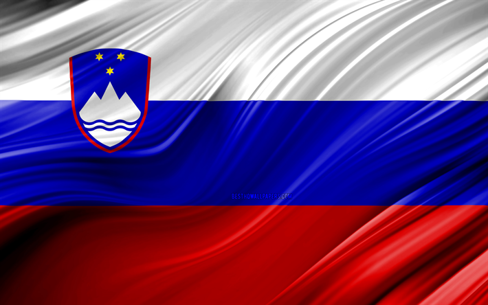 4k, bandera Eslovena, los pa&#237;ses Europeos, 3D ondas, la Bandera de Eslovenia, los s&#237;mbolos nacionales, Eslovenia 3D de la bandera, el arte, Europa, Eslovenia