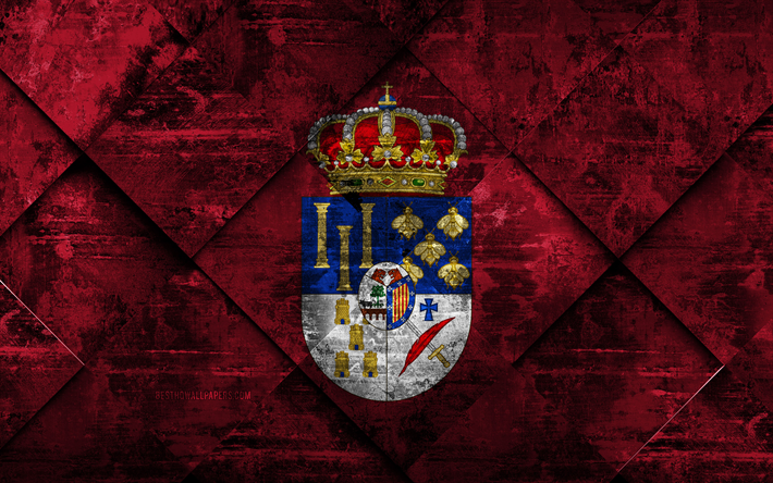 Lipun Salamanca, 4k, grunge art, rhombus grunge tekstuuri, espanjan maakunnassa, Salamanca lippu, Espanja, kansalliset symbolit, Salamanca, maakunnissa Espanja, creative art