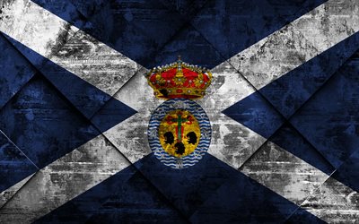 Bandiera di Santa Cruz de Tenerife, 4k, grunge, arte, rombo grunge, texture, spagnolo provincia di Santa Cruz de Tenerife, bandiera, Spagna, simboli nazionali, Santa Cruz de Tenerife, province di Spagna, arte creativa