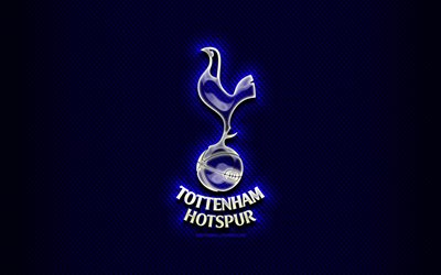 Tottenham Hotspur FC, lasi logo, sininen rombista tausta, Premier League, jalkapallo, englannin football club, Tottenham Hotspur-logo, luova, Tottenham Hotspur, Englanti