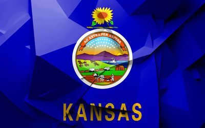 4k, le Drapeau du Kansas, de l'art géométrique, états américains, Kansas drapeau, créatif, Kansas, circonscriptions administratives, Kansas 3D drapeau, États-unis d'Amérique, Amérique du Nord, états-unis