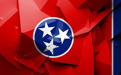 4k, Bandiera del Tennessee, arte geometrica, stati uniti, Tennessee bandiera, creativo, Tennessee, amministrativo, distretti, Tennessee 3D, bandiera, Stati Uniti d&#39;America, Nord America, USA
