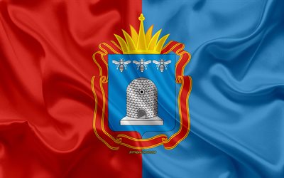 Rusya, Tambov Oblast bayrak Tambov Oblast bayrağı, 4k, ipek bayrak, Federal konular, ipek doku, Tambov Oblast, Rusya Federasyonu