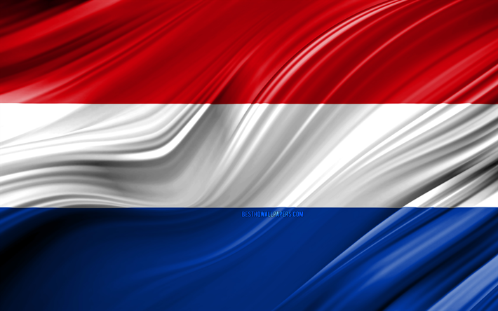 4k, niederl&#228;ndische flagge, europ&#228;ische l&#228;nder, 3d-wellen, die flagge der niederlande, nationale symbole, niederlande, &#246;sterreich 3d flagge, kunst, europa