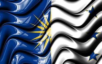 L&#228;nsi-Makedonian lippu, 4k, Kreikan alueilla, hallintoalueet, Lipun L&#228;nsi-Makedonia, 3D art, L&#228;nsi-Makedonia, kreikan alueilla, L&#228;nsi-Makedonia 3D flag, Kreikka, Euroopassa