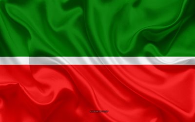 旗のTatarstan, 4k, 絹の旗を, 連邦科目ロシア, Tatarstanフラグ, ロシア, シルクの質感, Tatarstan共和国, ロシア連邦