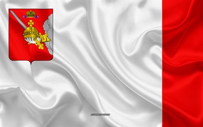 旗のVologda州, 4k, 絹の旗を, 連邦科目ロシア, Vologda州フラグ, ロシア, シルクの質感, Vologda州, ロシア連邦
