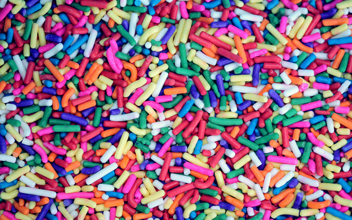 4k, renkli şeker doku, yakın &#231;ekim, şekerleme, tatlılar, şekerler dokular, makro, renkli arka plan