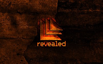 Revel&#243; Grabaciones de fuego logotipo, sellos musicales, naranja de piedra de fondo, Revel&#243; Grabaciones, creativo, Revel&#243; Grabaciones logotipo, marcas