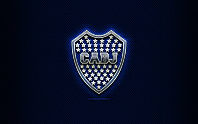 Boca Juniors FC, glass logo, blue rhombic background, Argentine Primera Division, soccer, Argentinian football club, Boca Juniors logo, creative, football, CA Boca Juniors, Argentina, CABJ