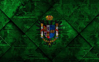 Flag of Toledo, 4k, grunge art, rhombus grunge texture, spanish province, Toledo flag, Spain, national symbols, Toledo, provinces of Spain, creative art