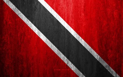 Flag of Trinidad and Tobago, 4k, stone background, grunge flag, North America, Trinidad and Tobago flag, grunge art, national symbols, Trinidad and Tobago, stone texture