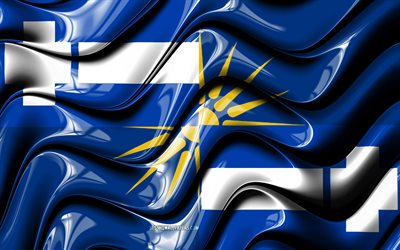 ost-mazedonien flagge, 4k, regionen griechenlands, landkreise, flagge von ost-mazedonien, - 3d-technik -, ost-mazedonien, die griechischen regionen, ost-mazedonien-3d flag, griechenland, europa
