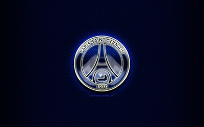 Le Paris Saint-Germain, verre logo, bleu losange de fond, de la Ligue 1, le football, le club fran&#231;ais de football, le PSG logo, cr&#233;atif, football, PSG, France