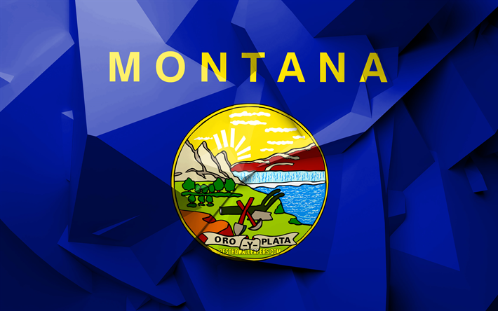 4k, la Bandera de Montana, el arte geom&#233;trico, los estados americanos, Montana bandera, creativo, Montana, distritos administrativos, Montana 3D de la bandera de Estados unidos de am&#233;rica, Am&#233;rica del Norte, estados UNIDOS