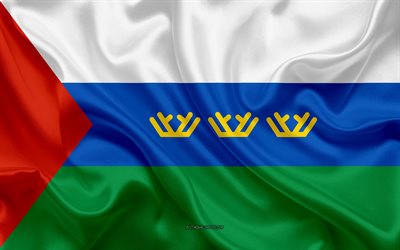 Drapeau Oblast de Tioumen, 4k, drapeau de soie, F&#233;d&#233;ral sujets de la Russie, de l&#39;Oblast de Tioumen drapeau, la Russie, la texture de la soie, de l&#39;Oblast de Tioumen, russie, F&#233;d&#233;ration de