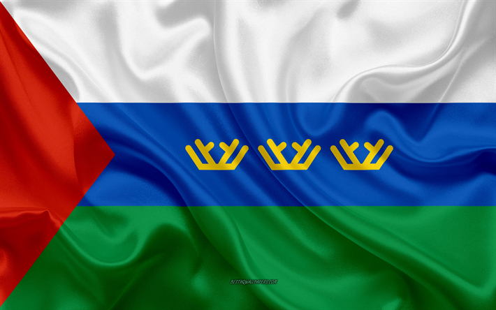 Bandiera di Tyumen Oblast, 4k, seta, bandiera, soggetti Federali della Russia, Tyumen Oblast &#39;di bandiera, Russia, texture, Tyumen Oblast&#39;, Federazione russa