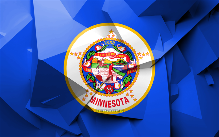 4k, la Bandera del estado de Minnesota, el arte geom&#233;trico, los estados americanos, Minnesota bandera, creativo, Minnesota, los distritos administrativos, Minnesota 3D de la bandera de Estados unidos de am&#233;rica, Am&#233;rica del Norte, estados U