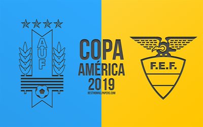 Uruguay vs Ecuador, 2019 Copa America, jalkapallo-ottelu, promo, Copa America 2019 Brasilia, CONMEBOL, Etel&#228;-Amerikan Mestaruuskilpailut, creative art, Uruguay, Ecuador, jalkapallomaajoukkue, jalkapallo