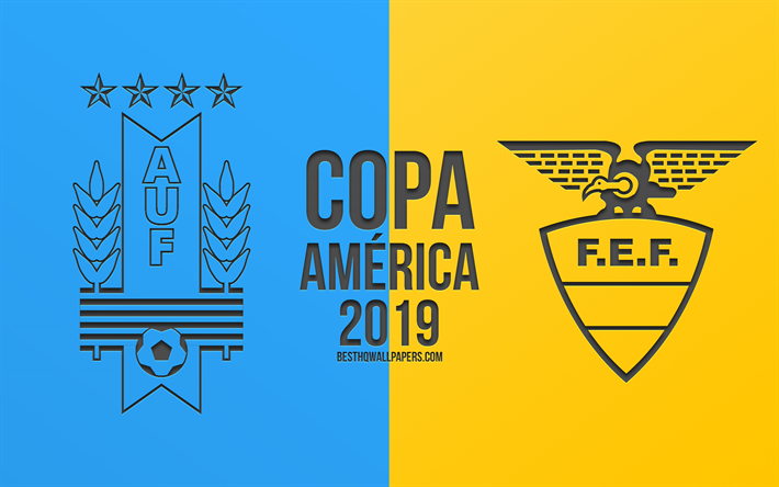 Uruguay vs Ekvador, 2019 Copa America, futbol ma&#231;ı, promosyon, Copa America 2019 Brezilya, CONMEBOL, G&#252;ney Amerika Futbol Şampiyonası, yaratıcı sanat, Uruguay, Ekvador Milli Futbol Takımı, futbol