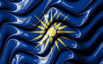 Makedonian lippu, 4k, Kreikan alueilla, hallintoalueet, 3D art, Makedonia, kreikan alueilla, Makedonian 3D flag, Kreikka, Euroopassa
