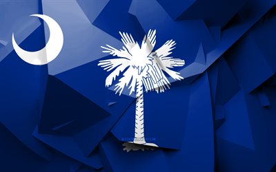 4k, la Bandera de Carolina del Sur, el arte geom&#233;trico, los estados americanos, Carolina del Sur, bandera, creativo, los distritos administrativos, Carolina del Sur 3D de la bandera de Estados unidos de am&#233;rica, Am&#233;rica del Norte, estados U