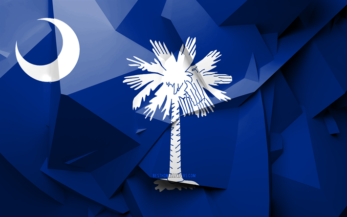 4k, Flag of South Carolina, geometrinen taide, amerikan valtioiden, Etel&#228;-Carolinan lippu, luova, Etel&#228;-Carolina, hallintoalueet, Etel&#228;-Carolina 3D flag, Yhdysvallat, Pohjois-Amerikassa, USA
